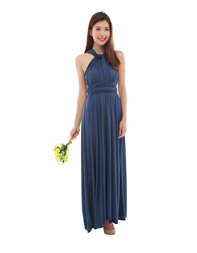 Cherie Convertible Maxi Dress in Navy Blue